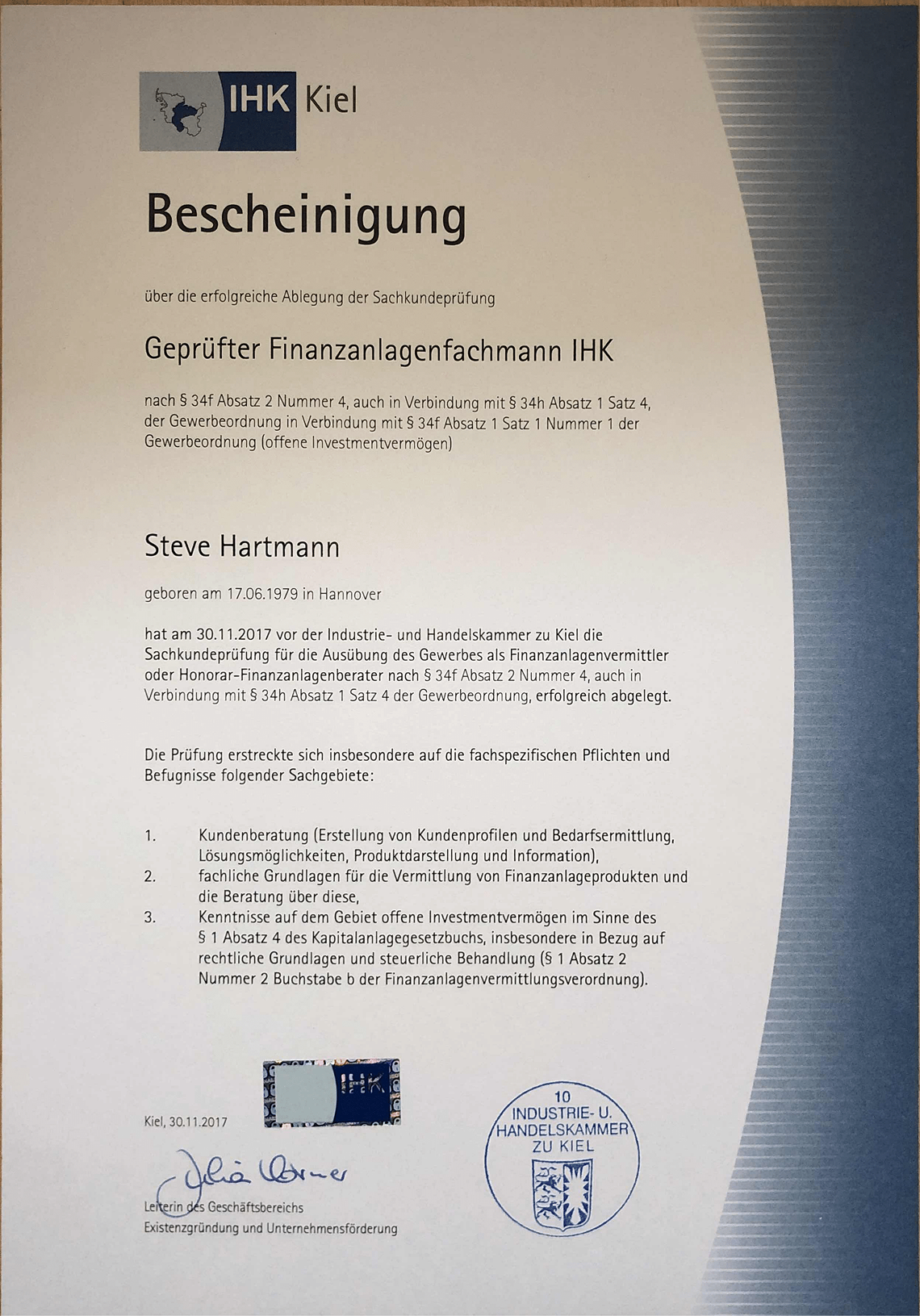 IHK Zertifikat